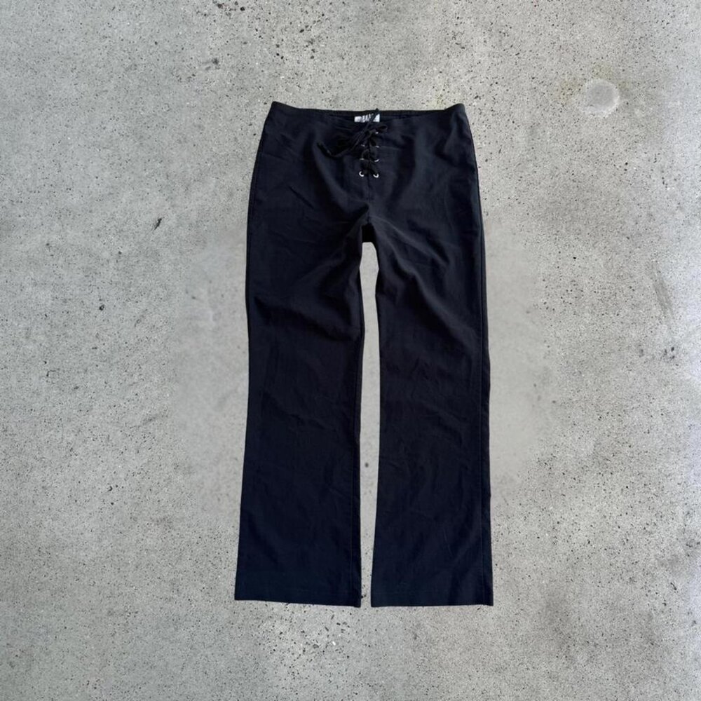 Vintage black lace up pants